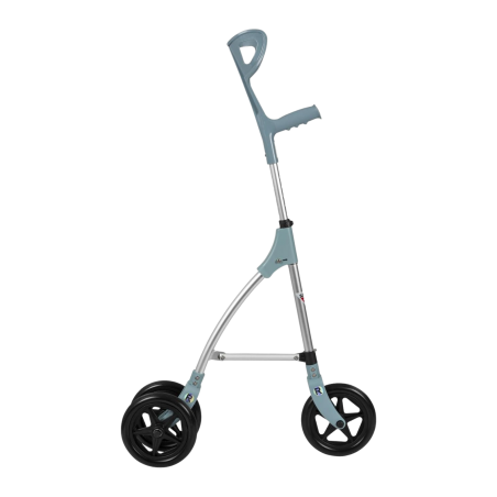 Crutch with wheels and brake